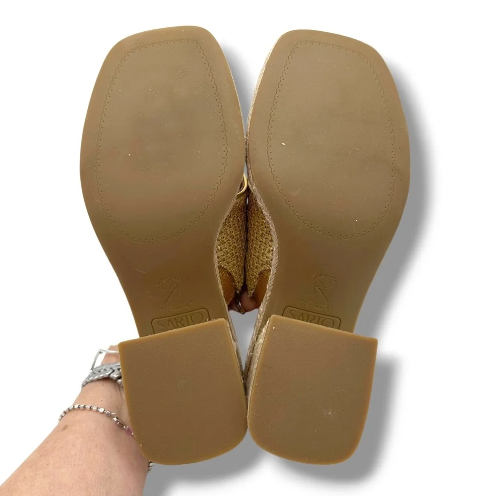 Sarto by Franco Sarto Ferrara2 Gold‎ Metallic Espadrille Block Heel Sandals 8.5M